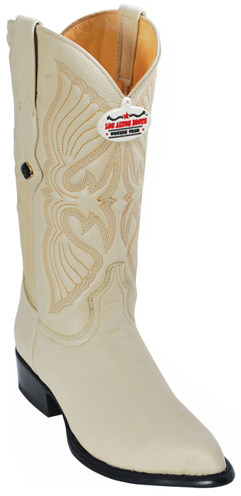 Los Altos Winterwhite Genuine All-Over Elk J-Toe Cowboy Boots 995104 - Click Image to Close